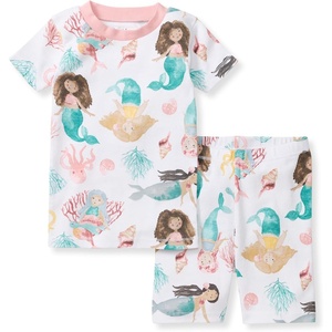 Burt’s Bees Baby Unisex Cotton Pajamas, 2-Piece Short Sleeve Tee & Shorts(Magical Mermaids)