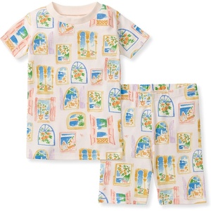 Burt’s Bees Baby Unisex Cotton Pajamas, 2-Piece Short Sleeve Tee & Shorts(Seaside View)