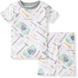 Burt’s Bees Baby Unisex Cotton Pajamas, 2-Piece Short Sleeve Tee & Shorts(Tool Box)
