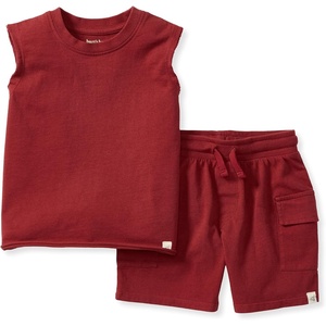 Burt’s Bees Baby baby-boys Shirt and Pant Set, Long Sleeve Top & Bottom Outfit Bundle, 100% Organic Cotton(Brick Acid Wash)