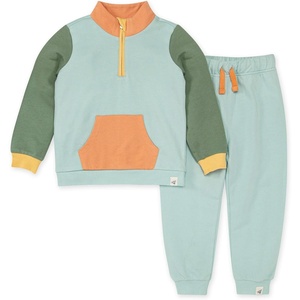 Burt’s Bees Baby baby-boys Shirt and Pant Set, Long Sleeve Top & Bottom Outfit Bundle, 100% Organic Cotton(Color Blocked)