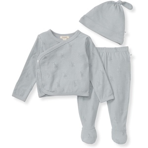 Burt’s Bees Baby baby-girls Unisex Baby Take Me Home Set, 3-piece Top, Pant, and Hat Bundle(Blue Raised Terry Bee)