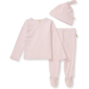 Burt’s Bees Baby baby-girls Unisex Baby Take Me Home Set, 3-piece Top, Pant, and Hat Bundle(Chalky Pink)