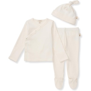 Burt’s Bees Baby baby-girls Unisex Baby Take Me Home Set, 3-piece Top, Pant, and Hat Bundle(Eggshell)