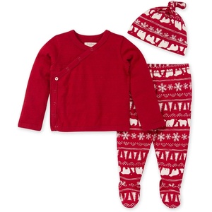 Burt’s Bees Baby baby-girls Unisex Baby Take Me Home Set, 3-piece Top, Pant, and Hat Bundle(Kodiak Fair Isle)