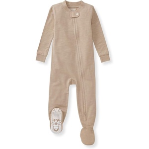 Burt’s Bees Baby unisex-baby Honeysoft Sleeper Pajamas, Zip Front Non-slip Footed Footie Pjs, Organic Cotton & Lyocell(Tan Jersey Slub)