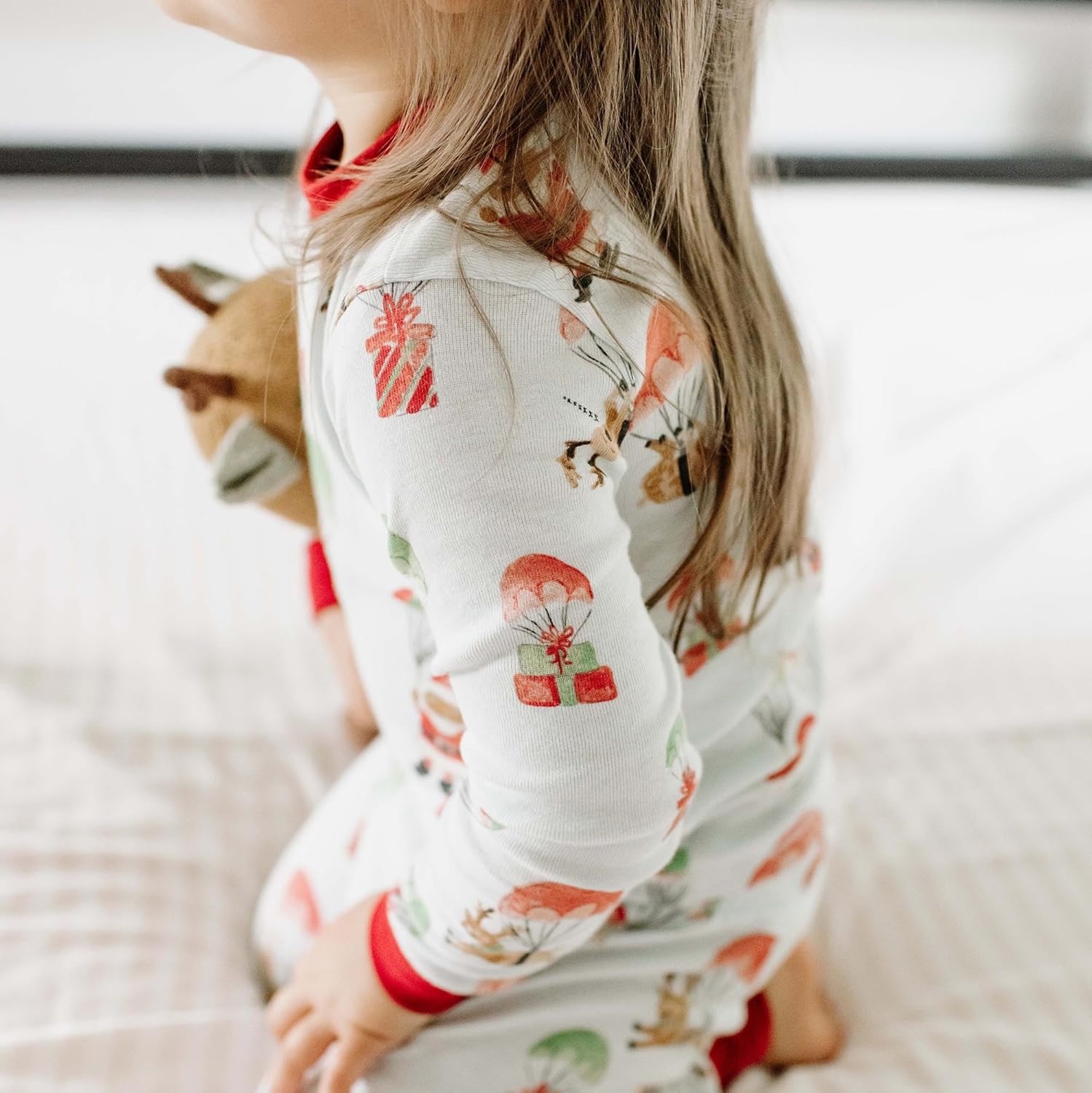 image:imageBurts Bees Baby Girls Organic Cotton Pajamas Toddler PJ Set 2PCSanta in the Sky