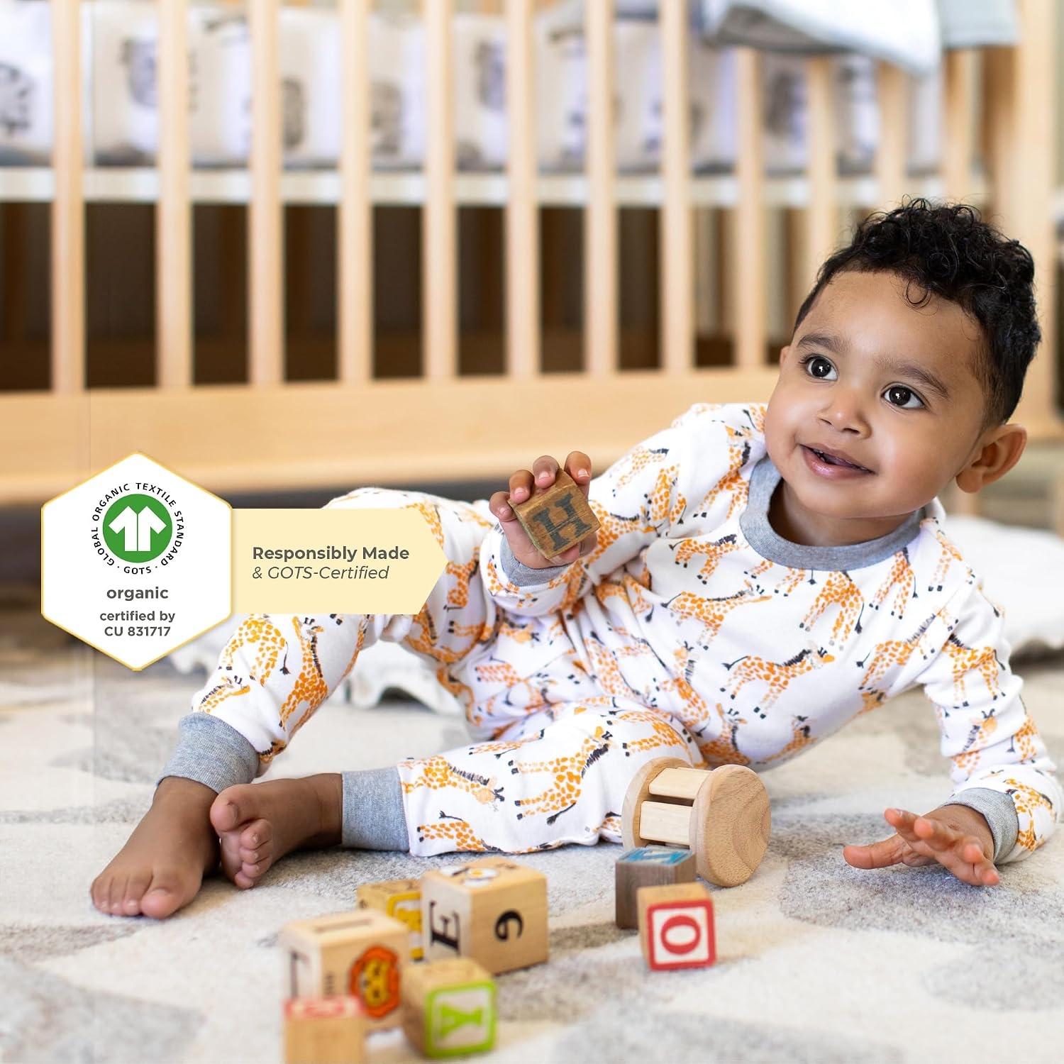image:imageBurts Bees Baby Organic Cotton Pajamas for Boys Toddler PJ Set 2PCGiraffes