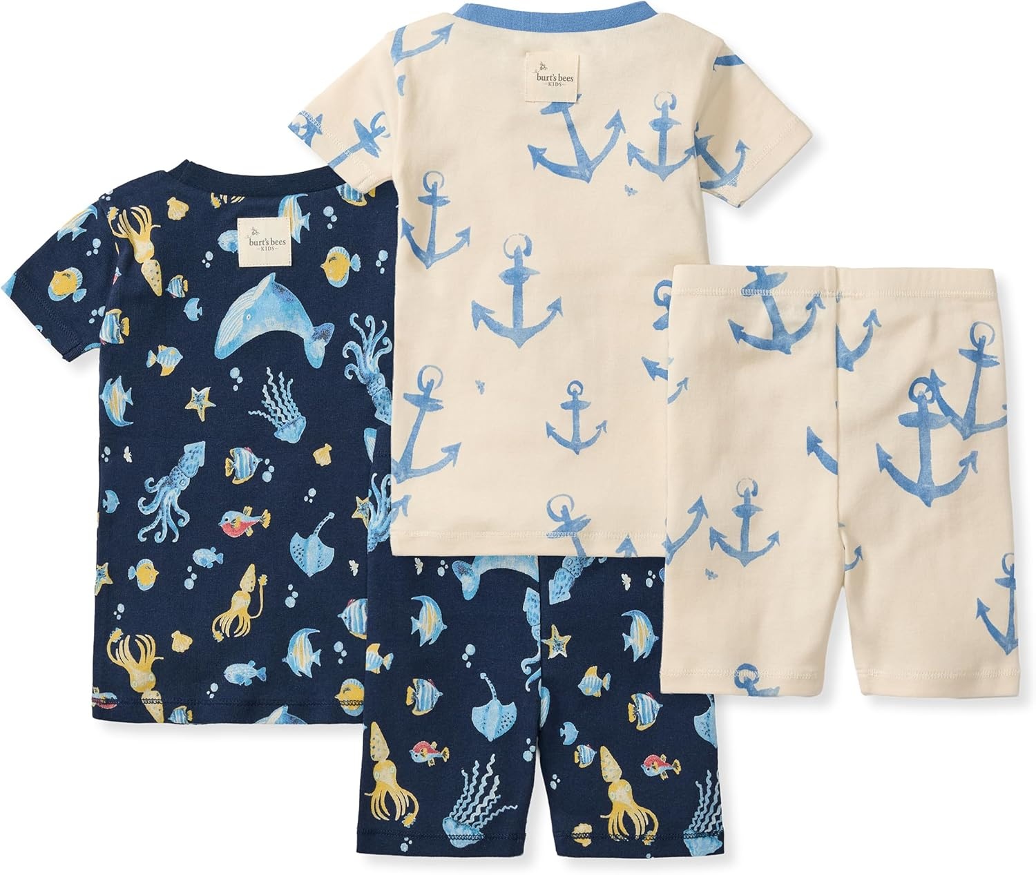 image:imageBurts Bees Baby Unisex Organic Cotton Short Sleeve amp Shorts PJ Set 2PC Snug fitting yet comfy warm weather pajamas sets are made in our classic rib fabricUnder the Sea Anchors