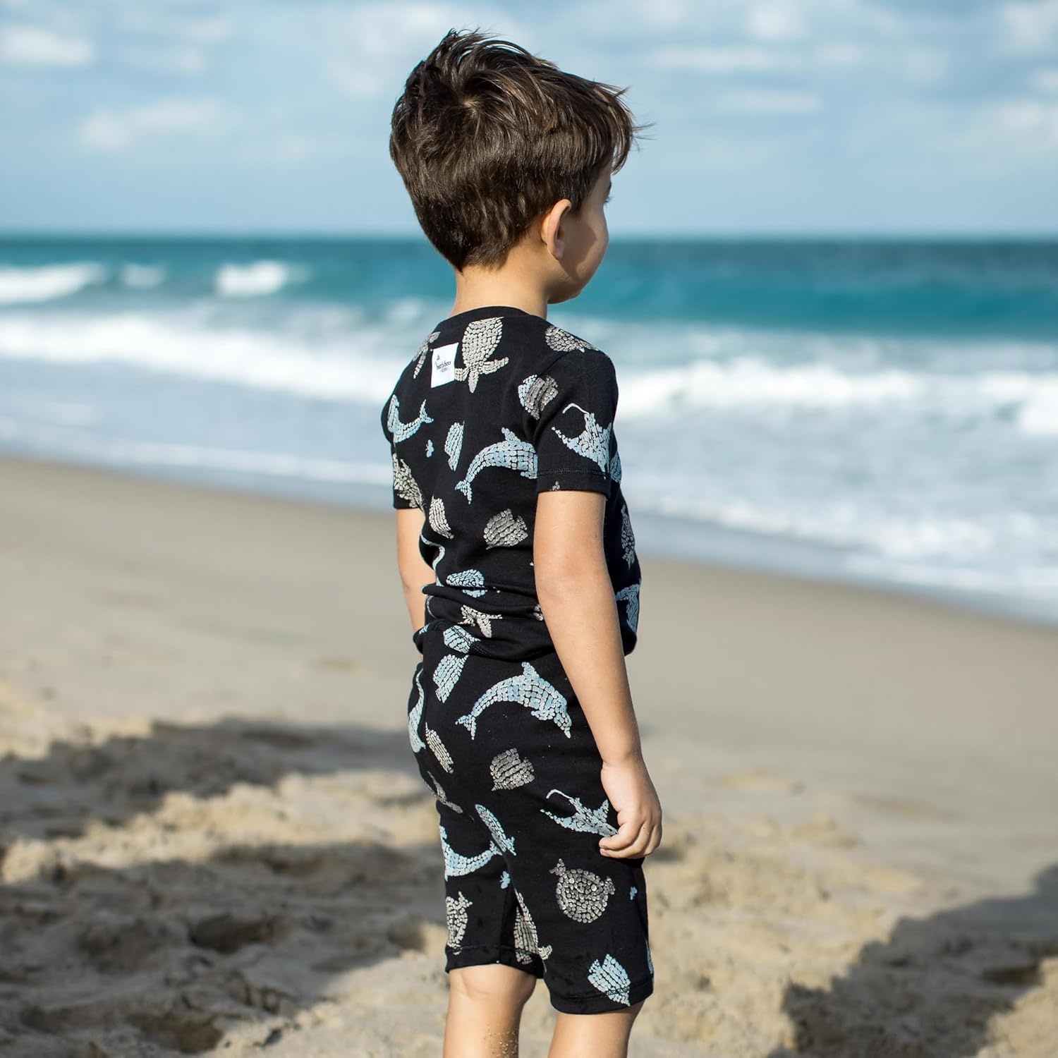 image:imageBurts Bees Baby Unisex Organic Cotton Short Sleeve amp Shorts PJ Set 2PC Snug fitting yet comfy warm weather pajamas sets are made in our classic rib fabricMosaic Sea Animals