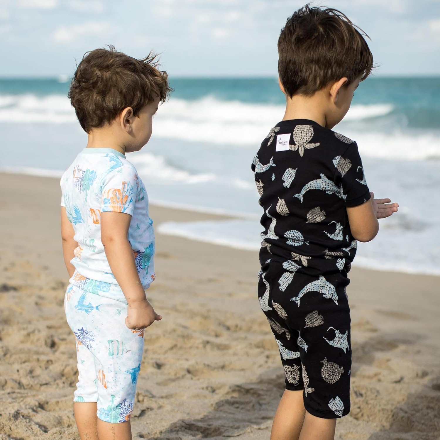 image:imageBurts Bees Baby Unisex Organic Cotton Short Sleeve amp Shorts PJ Set 2PC Snug fitting yet comfy warm weather pajamas sets are made in our classic rib fabricMosaic Sea Animals