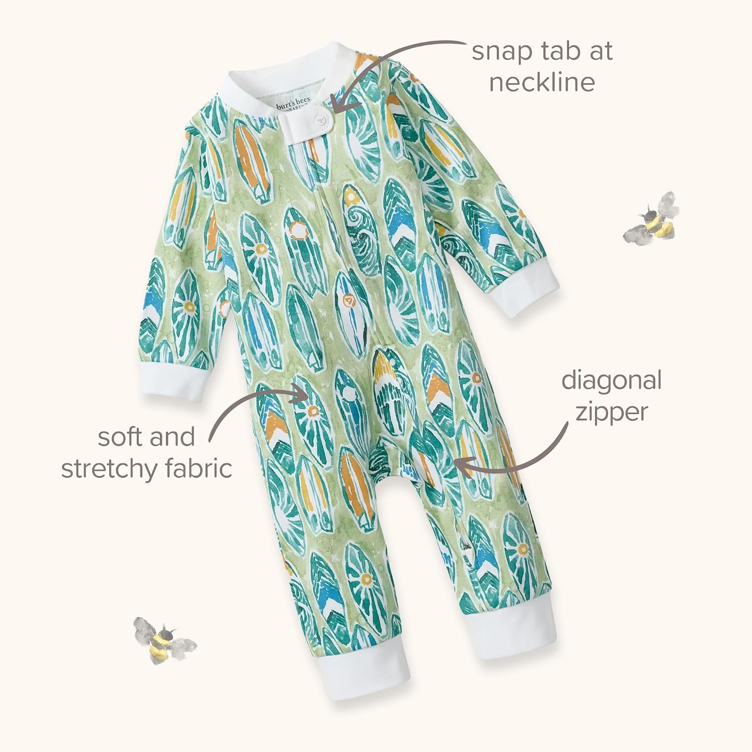 image:imageBurts Bees Baby Unisex Sleep and Play Pajama Footless OnePiece Zipper PJLighthouse Tour