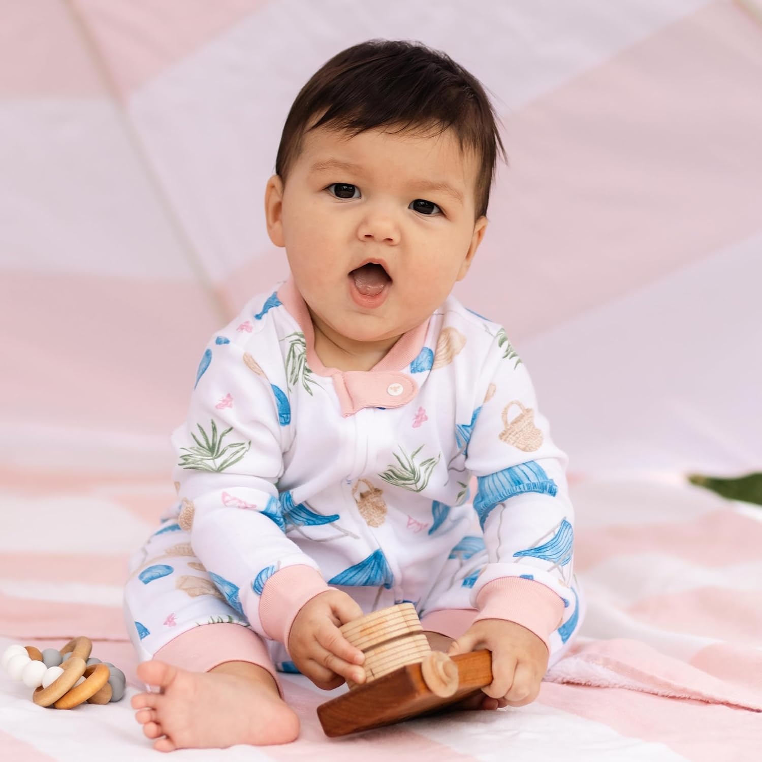 image:imageBurts Bees Baby Unisex Sleep and Play Pajama Footless OnePiece Zipper PJSantorini Beach