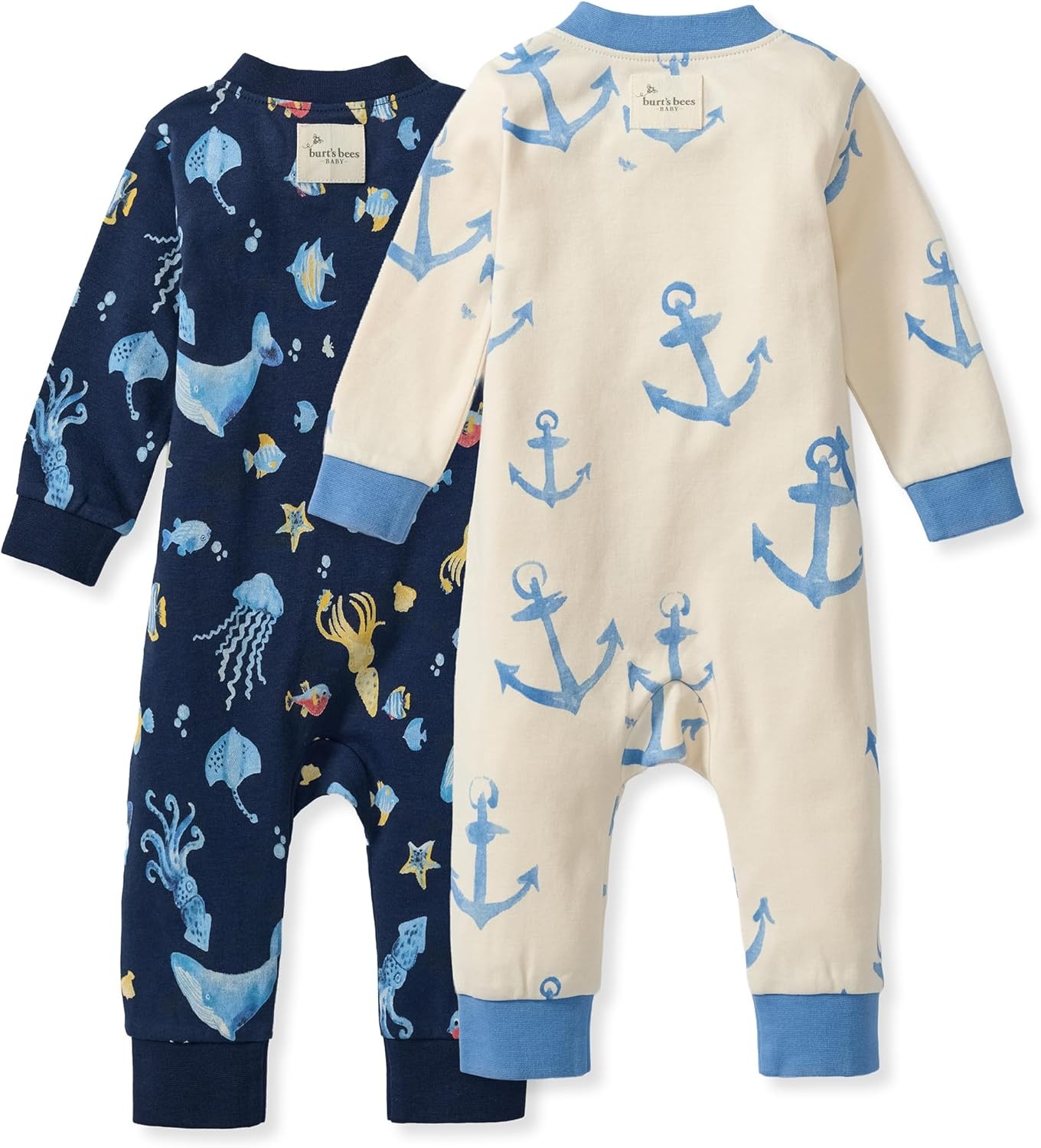 image:imageBurts Bees Baby Unisex Sleep and Play Pajama Footless OnePiece Zipper PJUnder the Sea Anchors