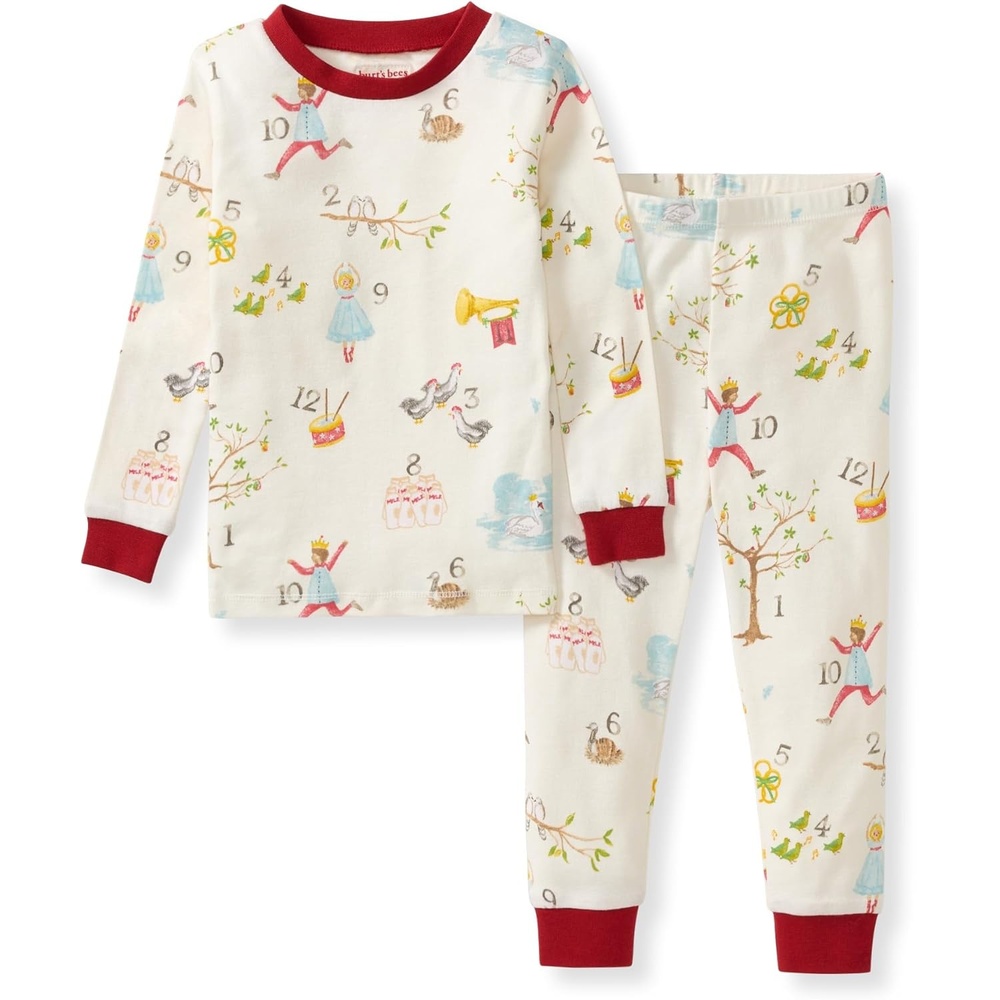 image:imageBurts Bees Baby Girls Organic Cotton Pajamas Toddler PJ Set 2PC12 Days of Christmas