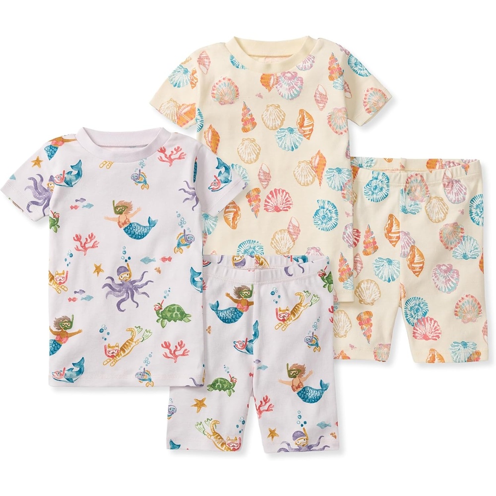 image:imageBurts Bees Baby Unisex Organic Cotton Short Sleeve amp Shorts PJ Set 2PC  Snug fitting yet comfy warm weather pajamas sets are made in our classic rib fabricSnorkeling Friends  Beachcomber