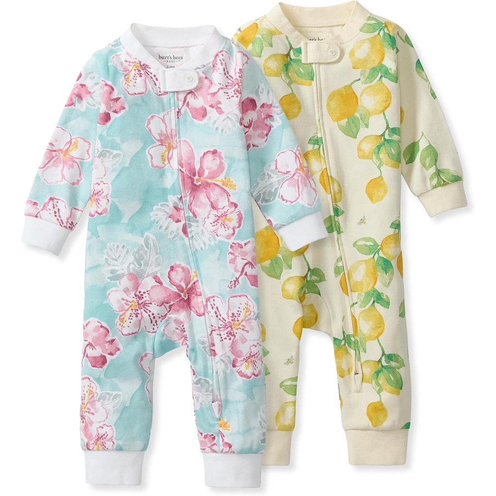 image:imageBurts Bees Baby Unisex Sleep and Play Pajama Footless OnePiece Zipper PJHibiscus  Lemon Tree