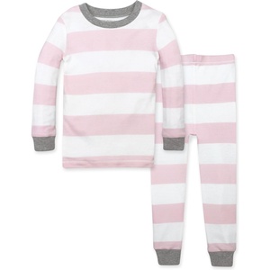 Burt’s Bees Baby Girls Organic Cotton Pajamas, Toddler PJ Set, 2-PC(Blossom Rugby Stripe)