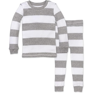 Burt’s Bees Baby Organic Cotton Pajamas for Boys, Toddler PJ Set, 2-PC(Heather Grey Rugby Stripe)