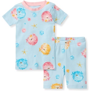 Burt’s Bees Baby Unisex Organic Cotton Short Sleeve & Shorts PJ Set, 2-PC | Snug fitting, yet comfy warm weather pajamas sets are made in our classic rib fabric(Puffer Fish)