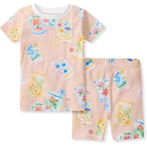 Burt’s Bees Baby Unisex Organic Cotton Short Sleeve & Shorts PJ Set, 2-PC | Snug fitting, yet comfy warm weather pajamas sets are made in our classic rib fabric(Flower Seeds)