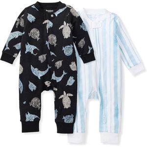 Burt’s Bees Baby Unisex Sleep and Play Pajama, Footless One-Piece Zipper PJ(Mosaic Sea Animals)