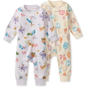 Burt’s Bees Baby Unisex Sleep and Play Pajama, Footless One-Piece Zipper PJ(Snorkeling Friends & Beachcomber)