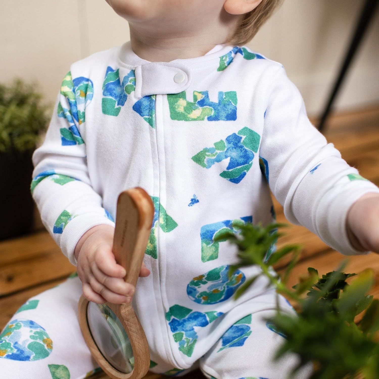 image:imageBurts Bees Baby Boys Organic Cotton Sleep and Play Footed PajamasEarth Love