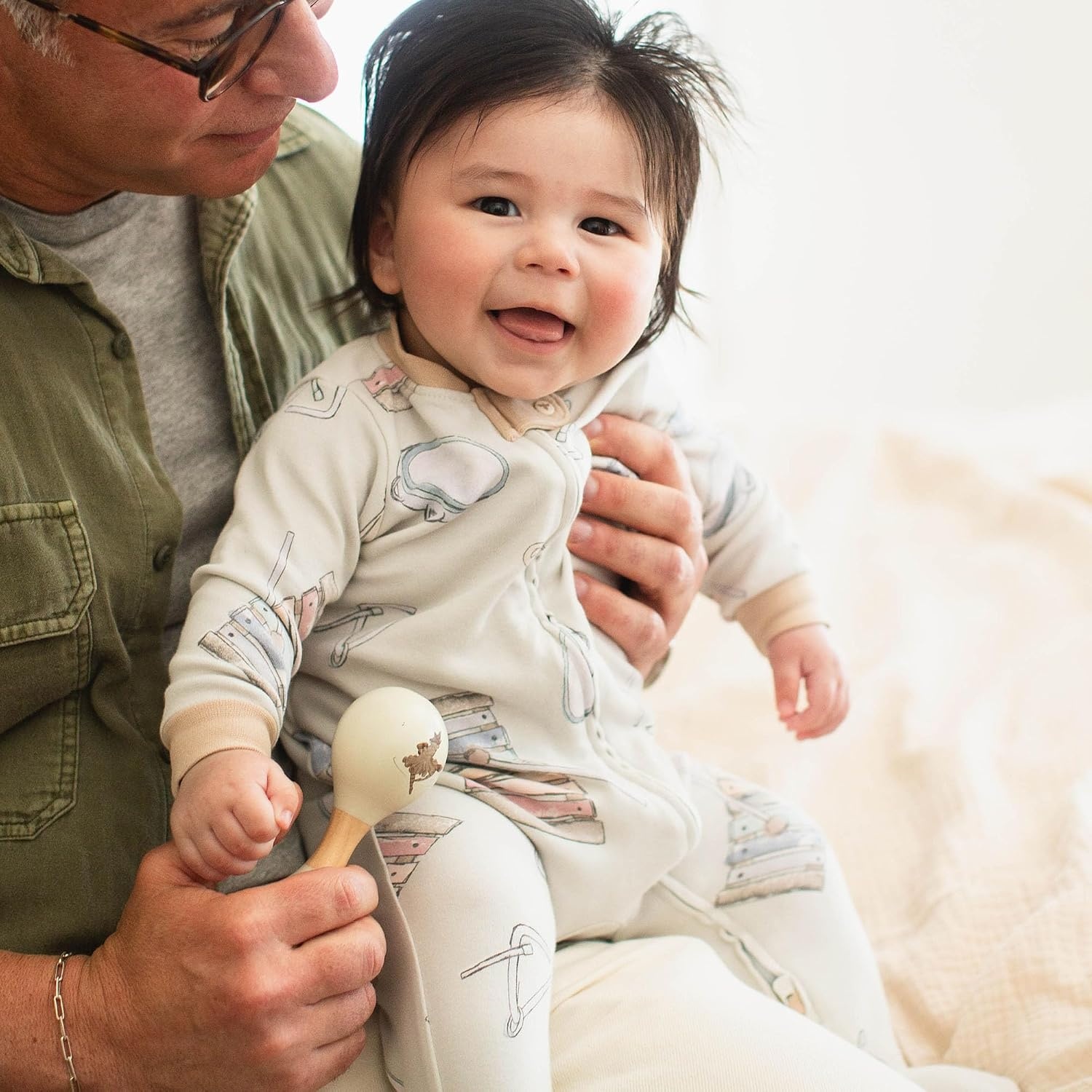 image:imageBurts Bees Baby Boys Organic Cotton Sleep and Play Footed PajamasMaking Music