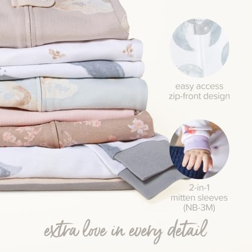 image:imageBurts Bees Baby Boys Organic Cotton Sleep and Play Footed PajamasNeutral Solid Rib