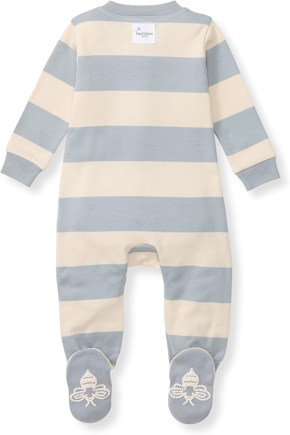 image:imageBurts Bees Baby Boys Organic Cotton Sleep and Play Footed PajamasQuarry Blue Rugby Stripe
