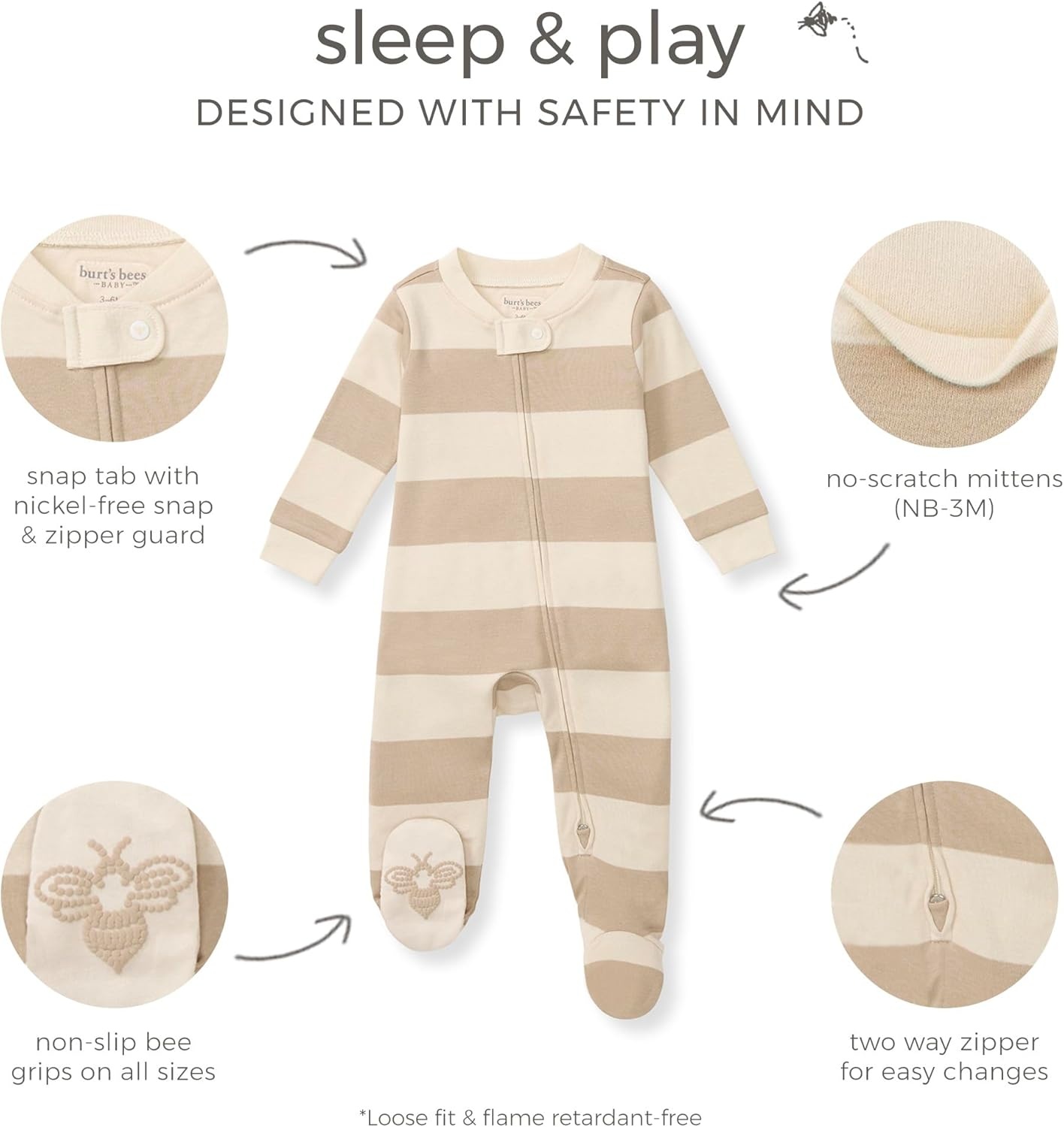 image:imageBurts Bees Baby Boys Organic Cotton Sleep and Play Footed PajamasToucan