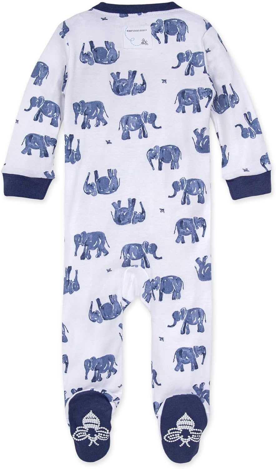 image:imageBurts Bees Baby Boys Organic Cotton Sleep and Play Footed PajamasWandering Elephants
