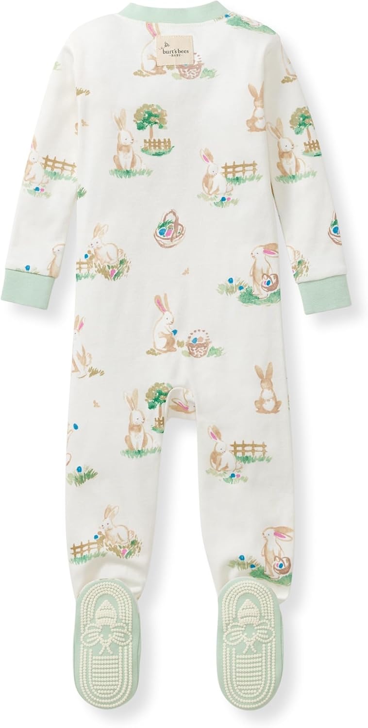 image:imageBurts Bees Baby Boys Organic Cotton Snug Fit Footed Sleeper PajamasBunny Egg Hunt