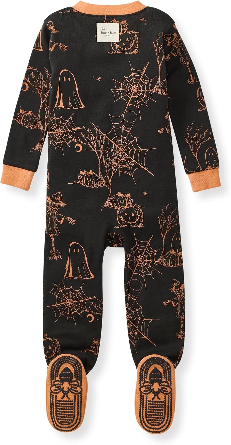 image:imageBurts Bees Baby Boys Organic Cotton Snug Fit Footed Sleeper PajamasHaunty Halloween