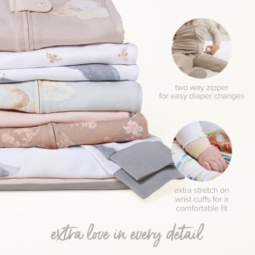 image:imageBurts Bees Baby Boys Organic Cotton Snug Fit Footed Sleeper PajamasHello Moon Light Blue