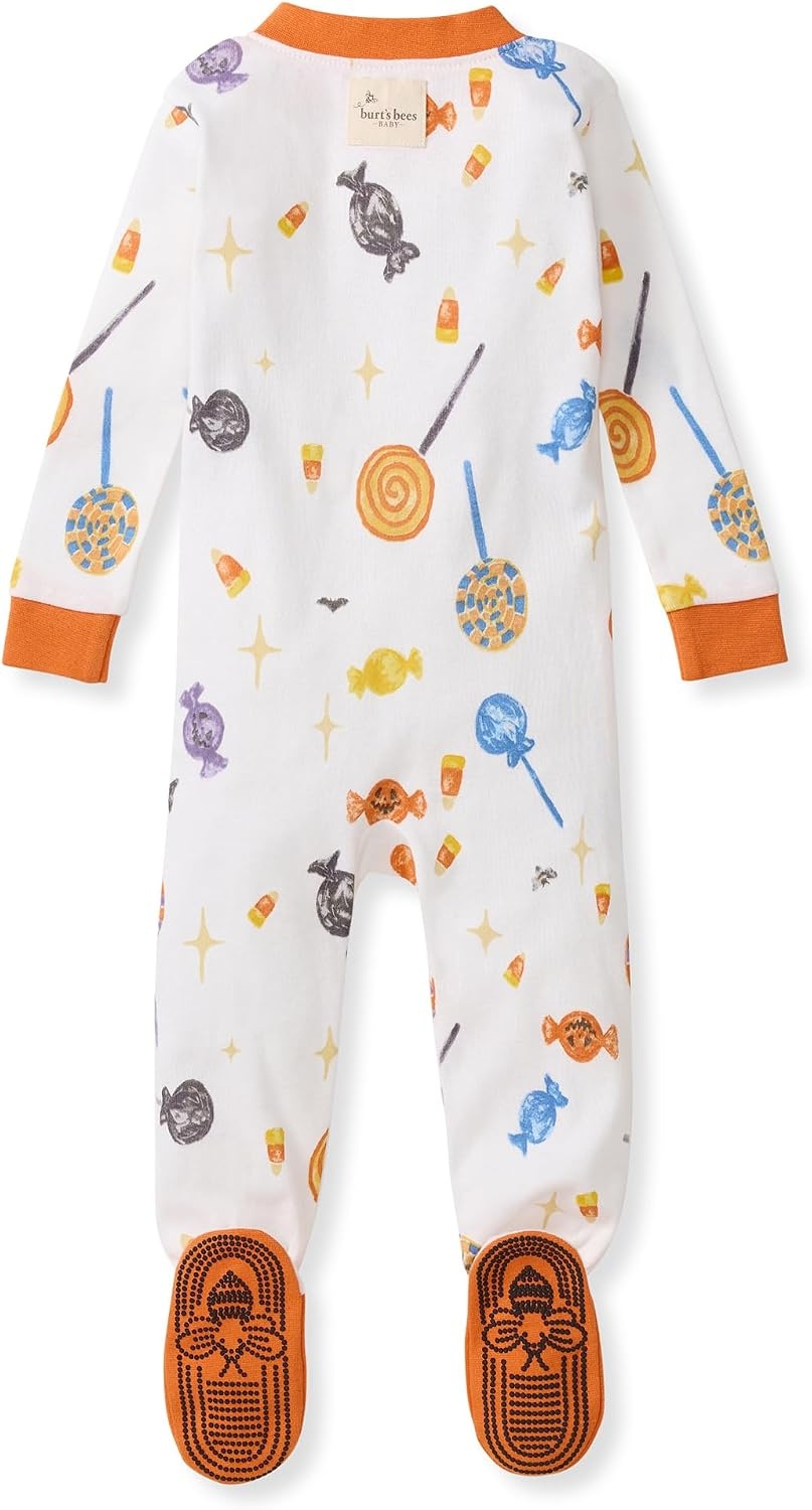 image:imageBurts Bees Baby Boys Organic Cotton Snug Fit Footed Sleeper PajamasScary Sweets 1pack