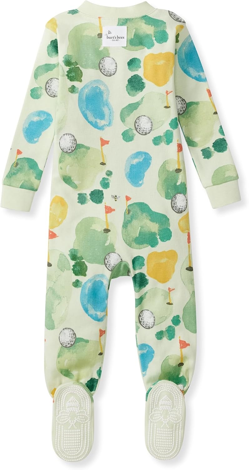 image:imageBurts Bees Baby Boys Organic Cotton Snug Fit Footed Sleeper PajamasThe Green