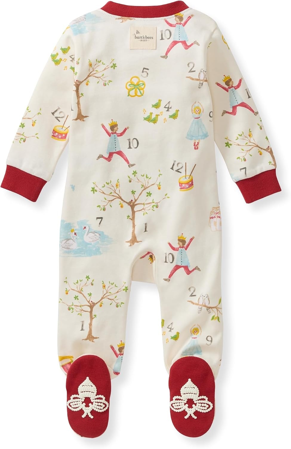 image:imageBurts Bees Baby Girls Organic Cotton Sleep and Play Footed Pajamas12 Days of Christmas