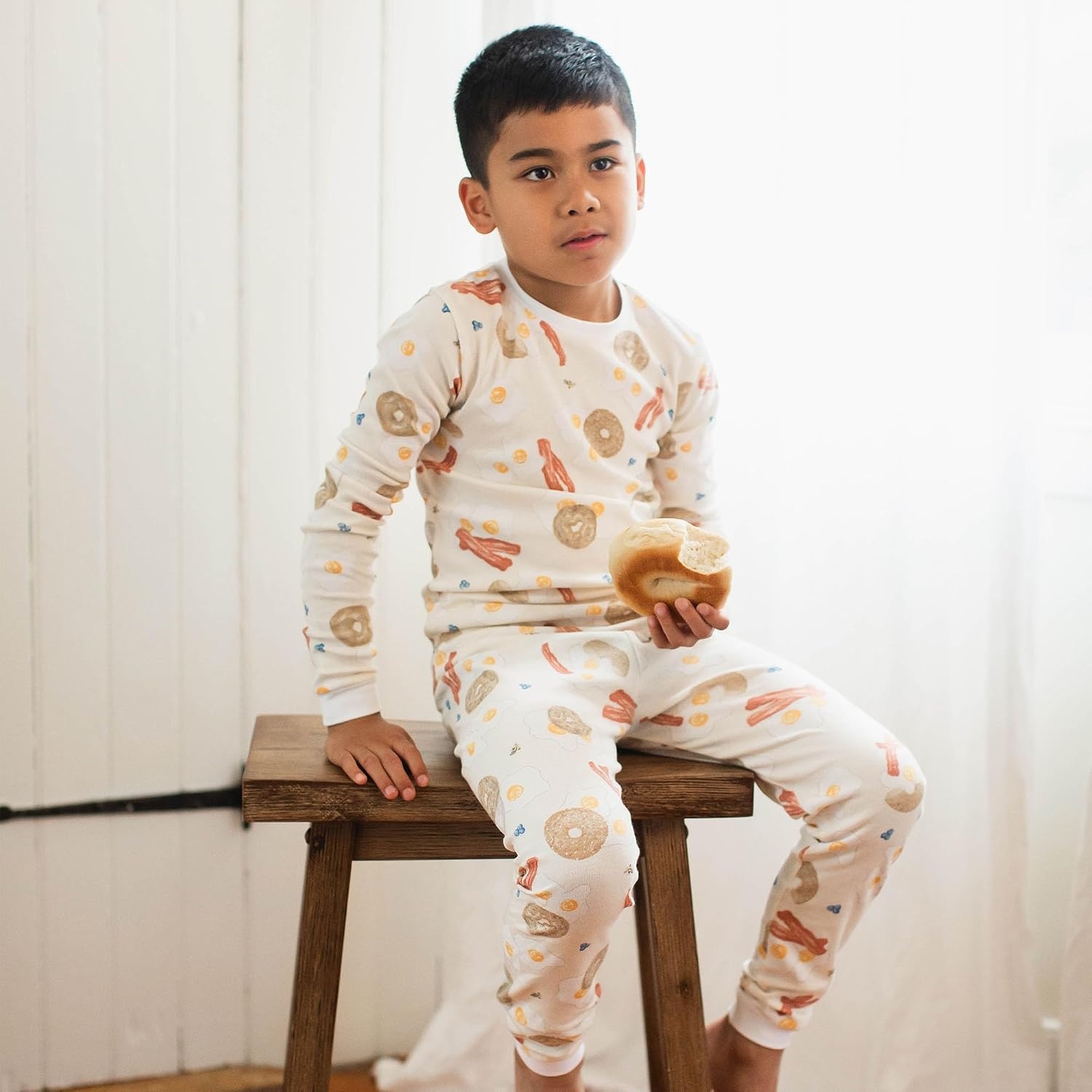 image:imageBurts Bees Baby Organic Cotton Pajamas for Boys 100 Cotton Pajama Set for Toddlers and Kids Soft and Stretchable FabricEggs Coffee