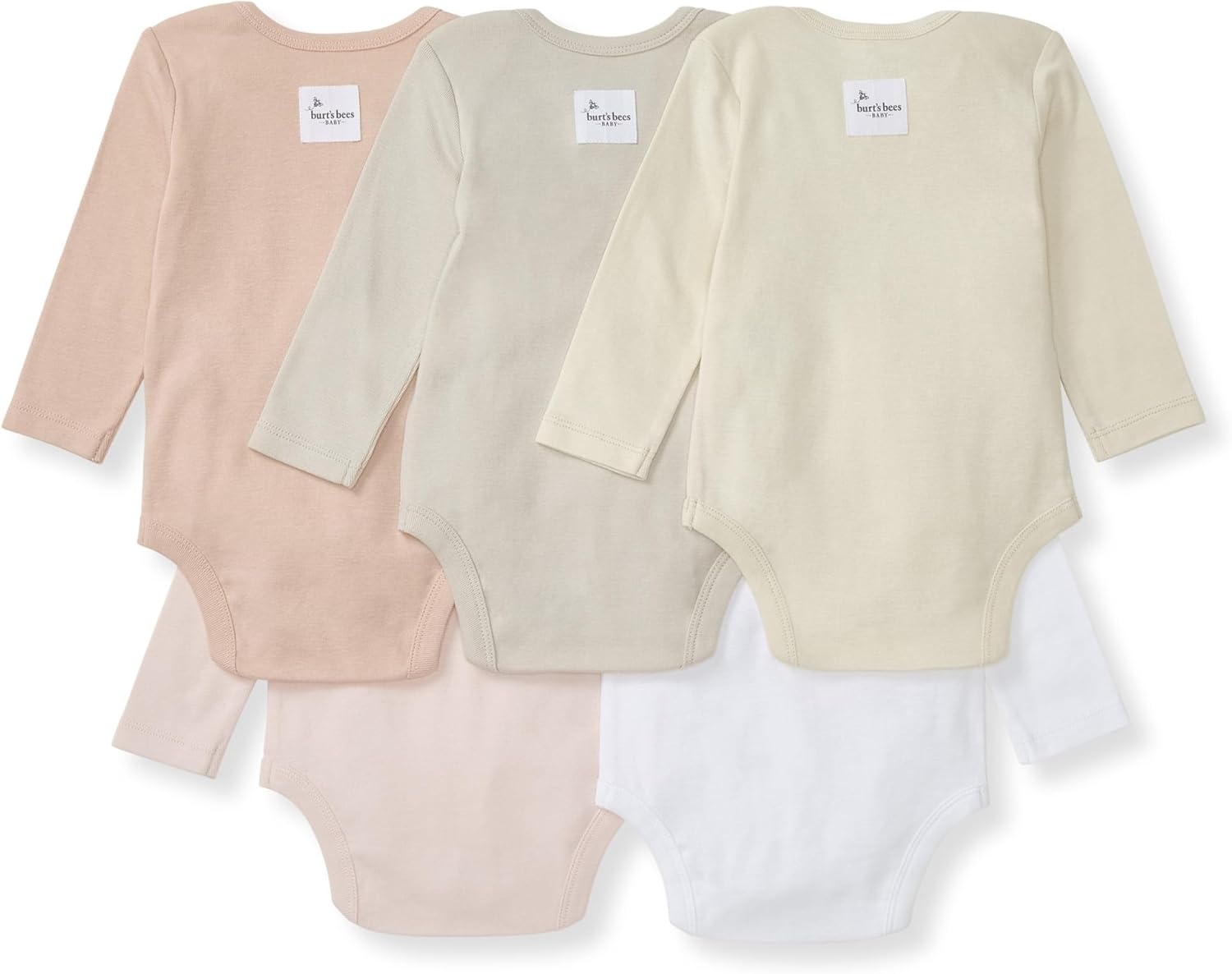 image:imageBurts Bees Baby Unisex Bodysuits Short Sleeve Organic Sleepwear 5Pack Essential baby bodysuit pack featuring an easyon and off lapshoulder neck design for stressfree daily outfittingPink Sand Long Sleeve