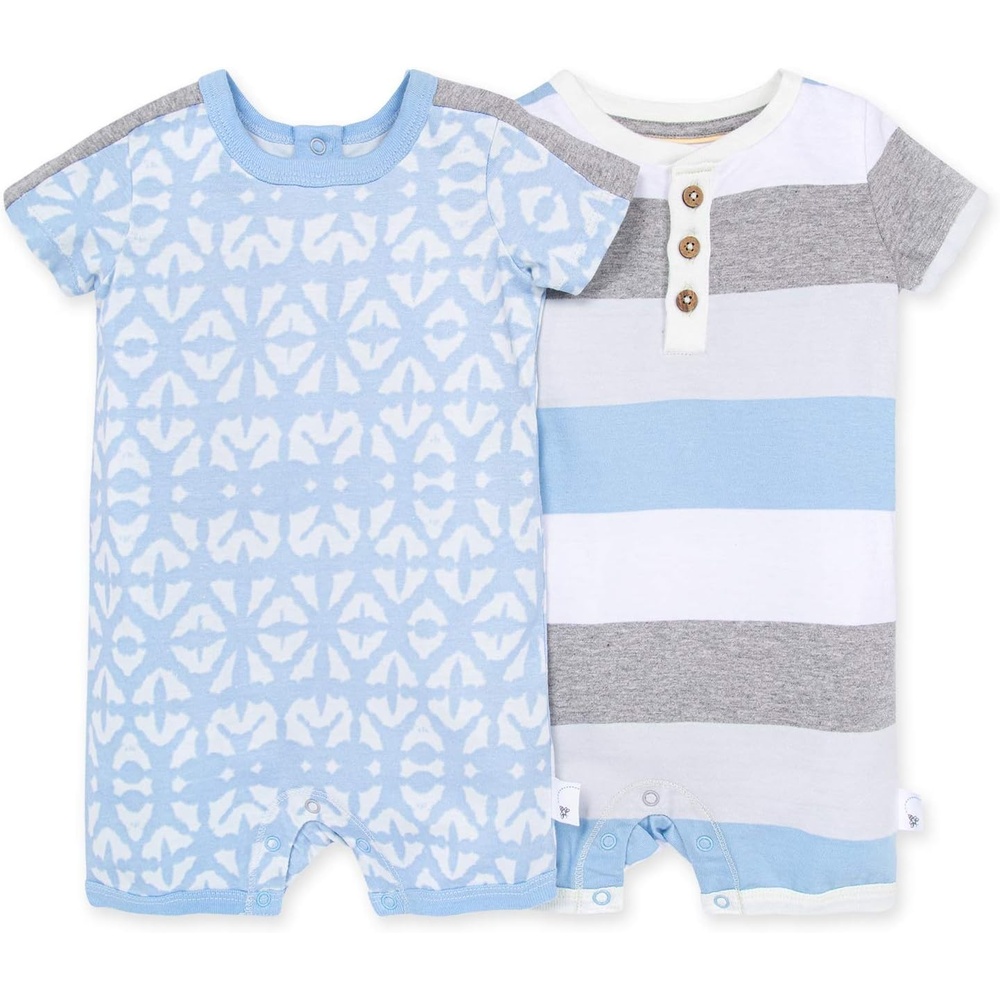 image:imageBurts Bees Baby Baby Boys Rompers 100 Organic Cotton Onepiece Coverall and Layette 2pack SetPrinted Diamond