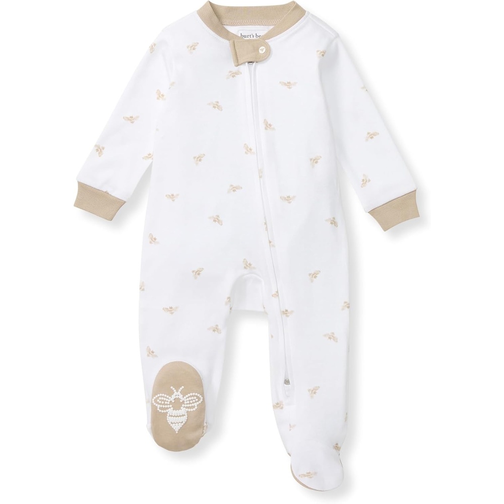 image:imageBurts Bees Baby Boys Organic Cotton Sleep and Play Footed PajamasGolden Bee
