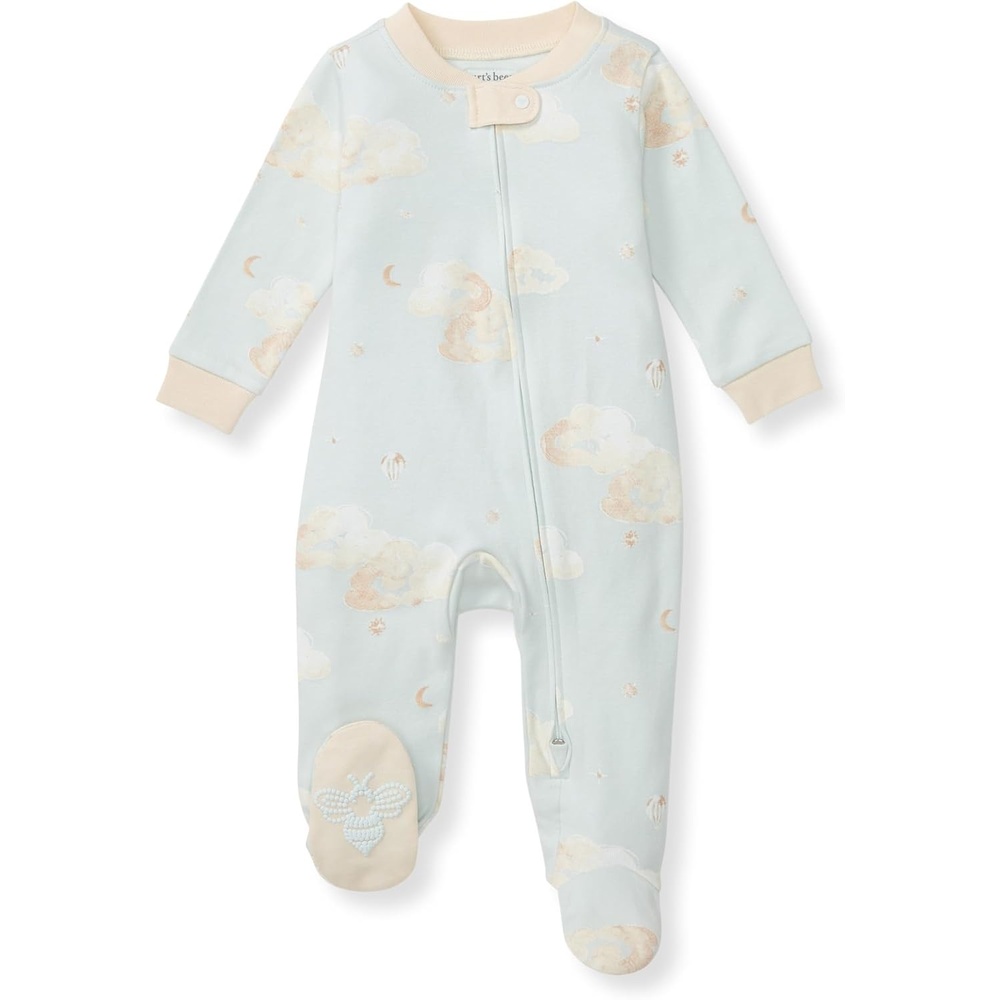 image:imageBurts Bees Baby Boys Organic Cotton Sleep and Play Footed PajamasGood Night Sky Blue