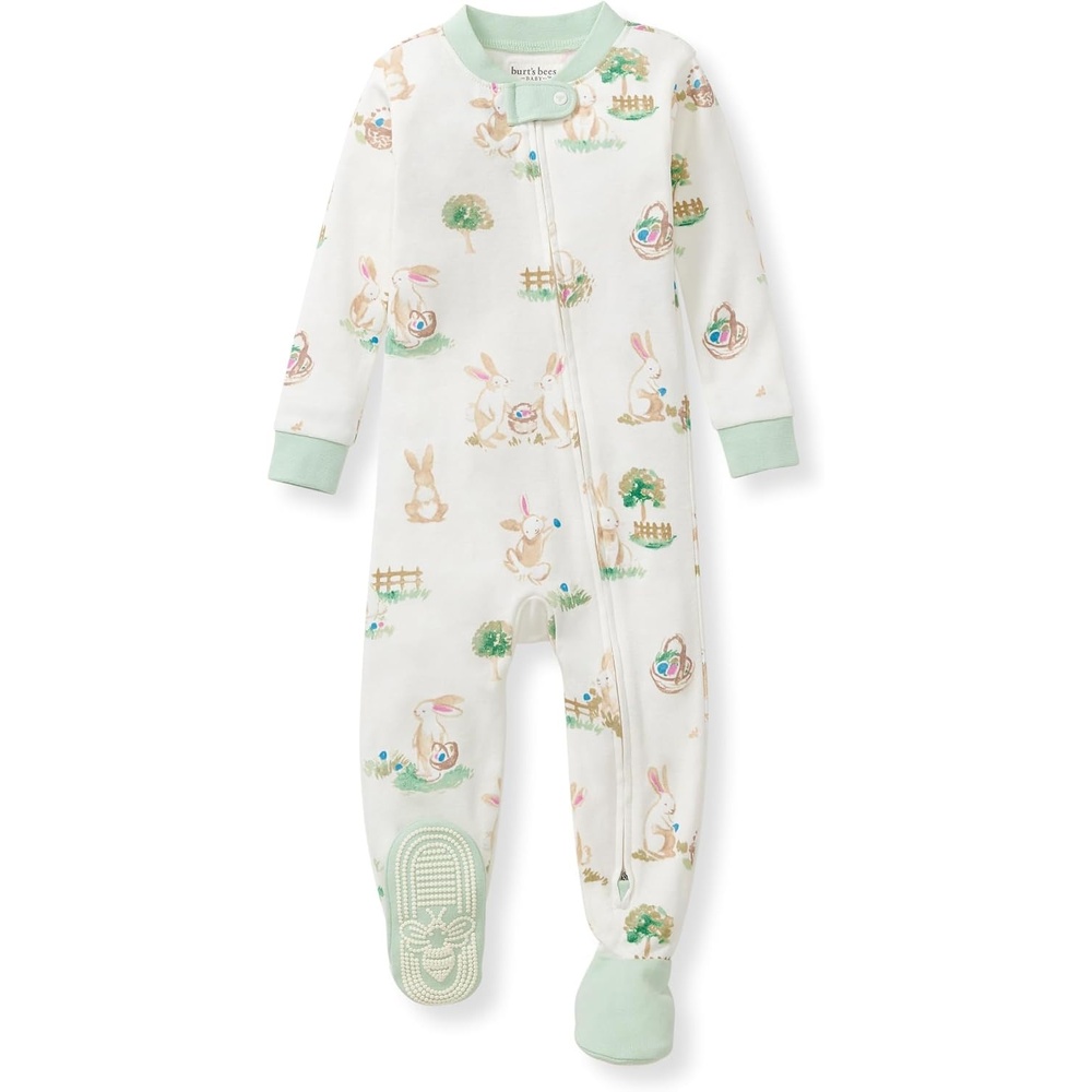 image:imageBurts Bees Baby Boys Organic Cotton Snug Fit Footed Sleeper PajamasBunny Egg Hunt