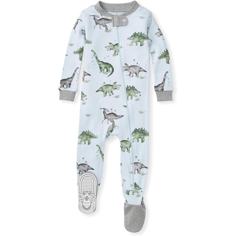 image:imageBurts Bees Baby Boys Organic Cotton Snug Fit Footed Sleeper PajamasHappy Herbivores