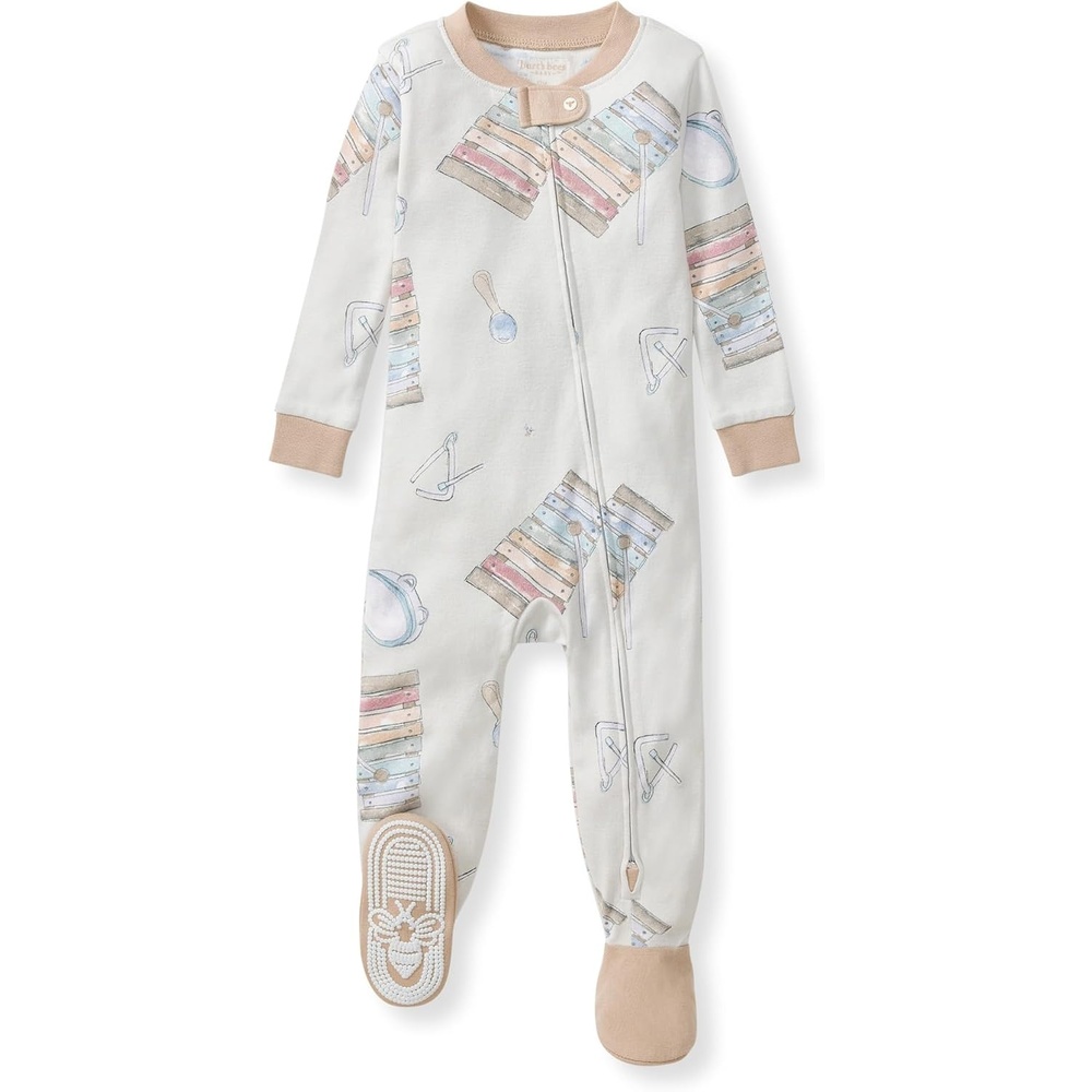 image:imageBurts Bees Baby Boys Organic Cotton Snug Fit Footed Sleeper PajamasMaking Music