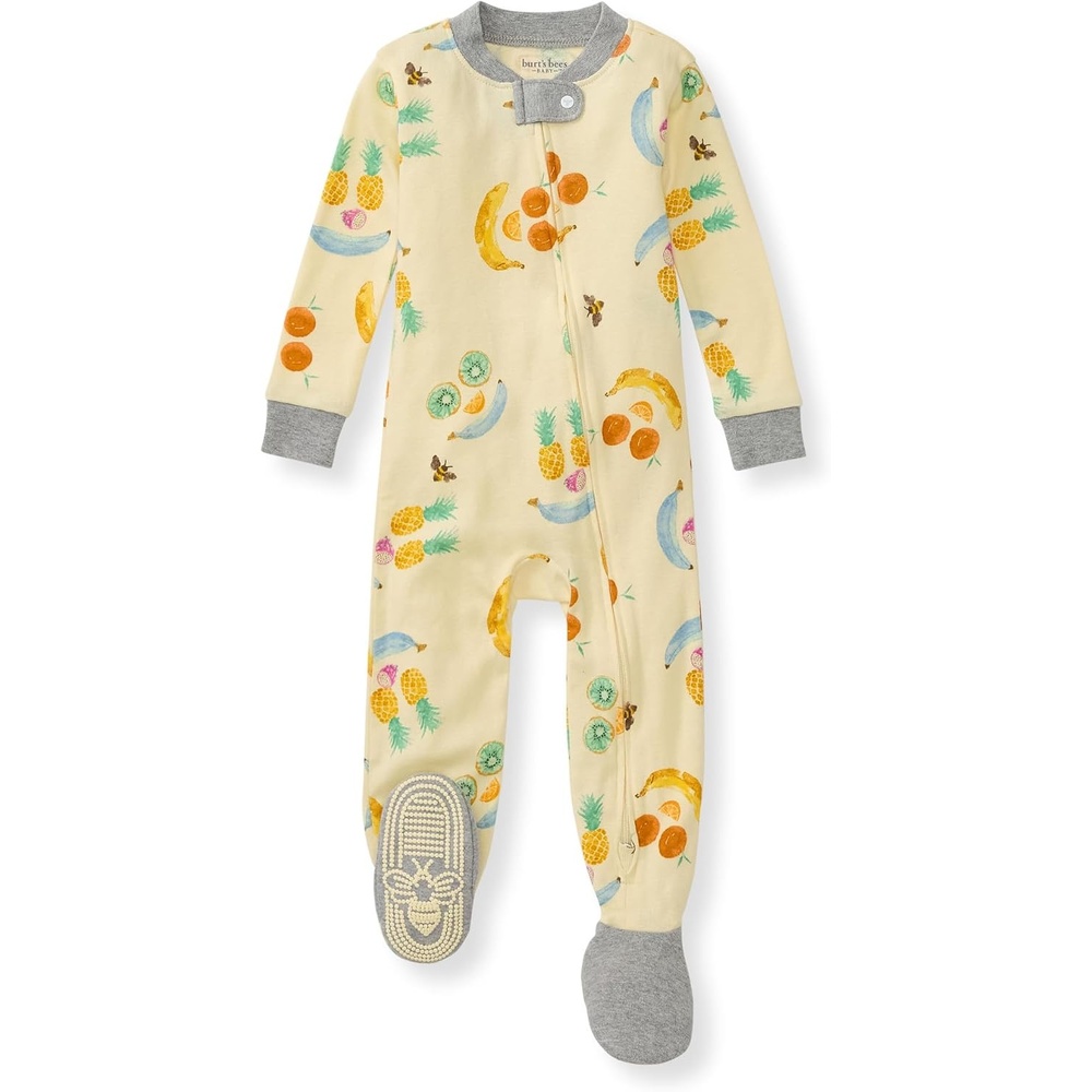 image:imageBurts Bees Baby Boys Organic Cotton Snug Fit Footed Sleeper PajamasPlay With Your Food