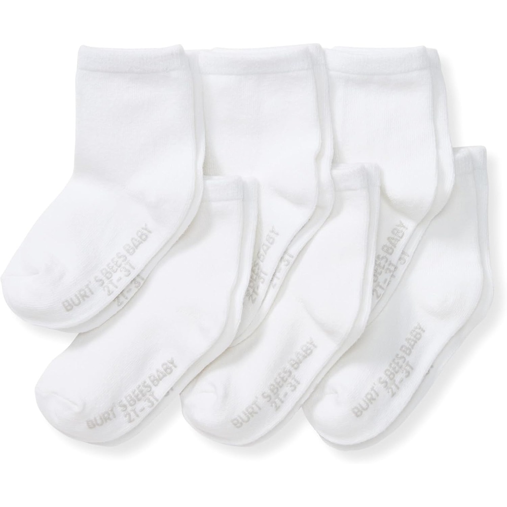 image:imageBurts Bees Baby Organic Ankle amp Crew Socks with NonSlip Grips 6Pack  Soft stretchy cotton blend ankle socks feature a stayput ankle rib band and keep socks on feetCloud Crew Socks