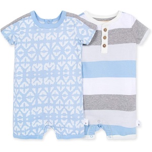 Burt’s Bees Baby Baby Boys Rompers, 100% Organic Cotton One-piece Coverall and Layette 2-pack Set(Printed Diamond)